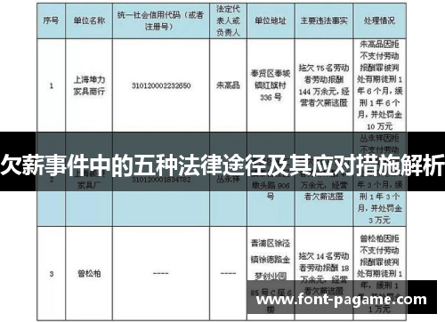 欠薪事件中的五种法律途径及其应对措施解析